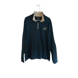 Atlas For Men Shirt Men's Size Large Teal Blue Logo Collar Zip Long Sleeve